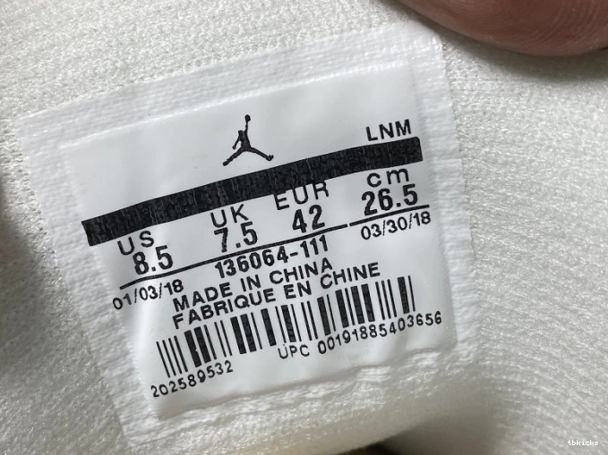Rep TBK Retro 136064-111 White Triple 3 Air Jordan 0729